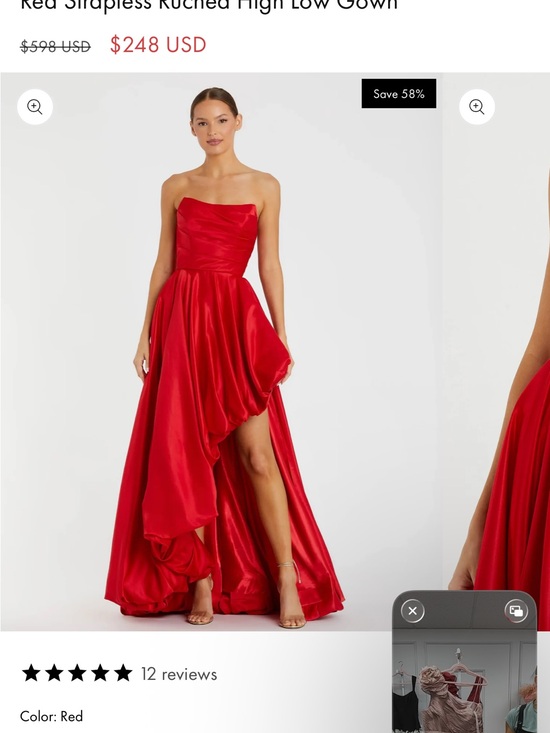 Mac Duggal Dresses & Skirts - Mac Duggal Strapless Red High-Low Satin Gown
